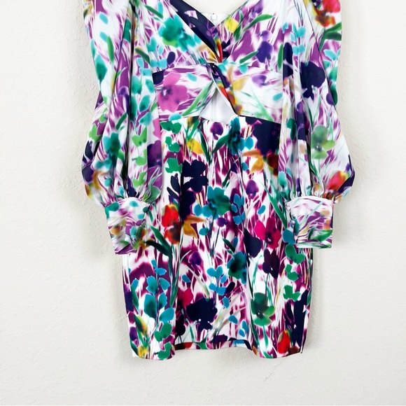 One33 Social Aria Twist Front Printed Jersey Mini Dress Size 6 - Picture 4 of 8